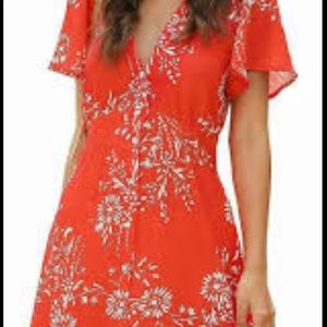 ROYLAMP Floral Button Up Split Dress, Deep V